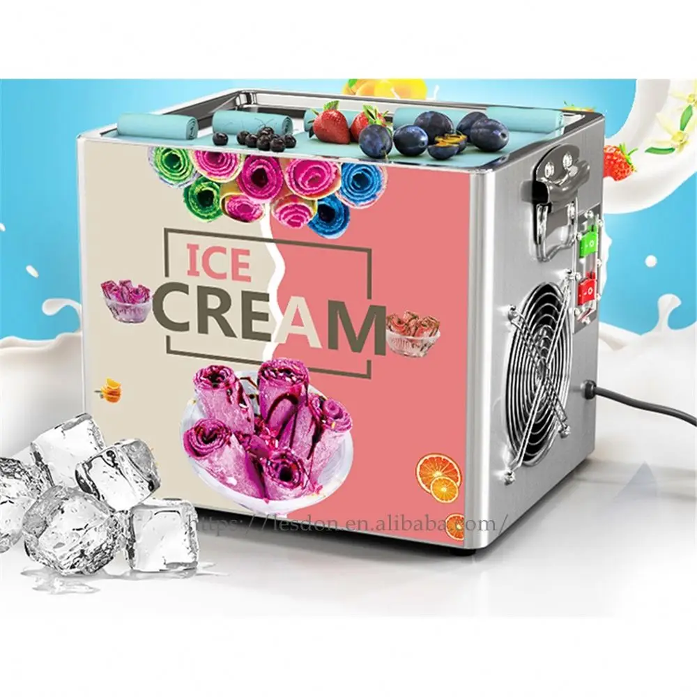 Cheap Mini Electronic Squared Mobile Pan Plate Street Small Fried Ice Cream Roll Machine Fried Ice Cream Roll Machine