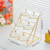 6 transparent ice-patterned glass disc staircase gold rack
