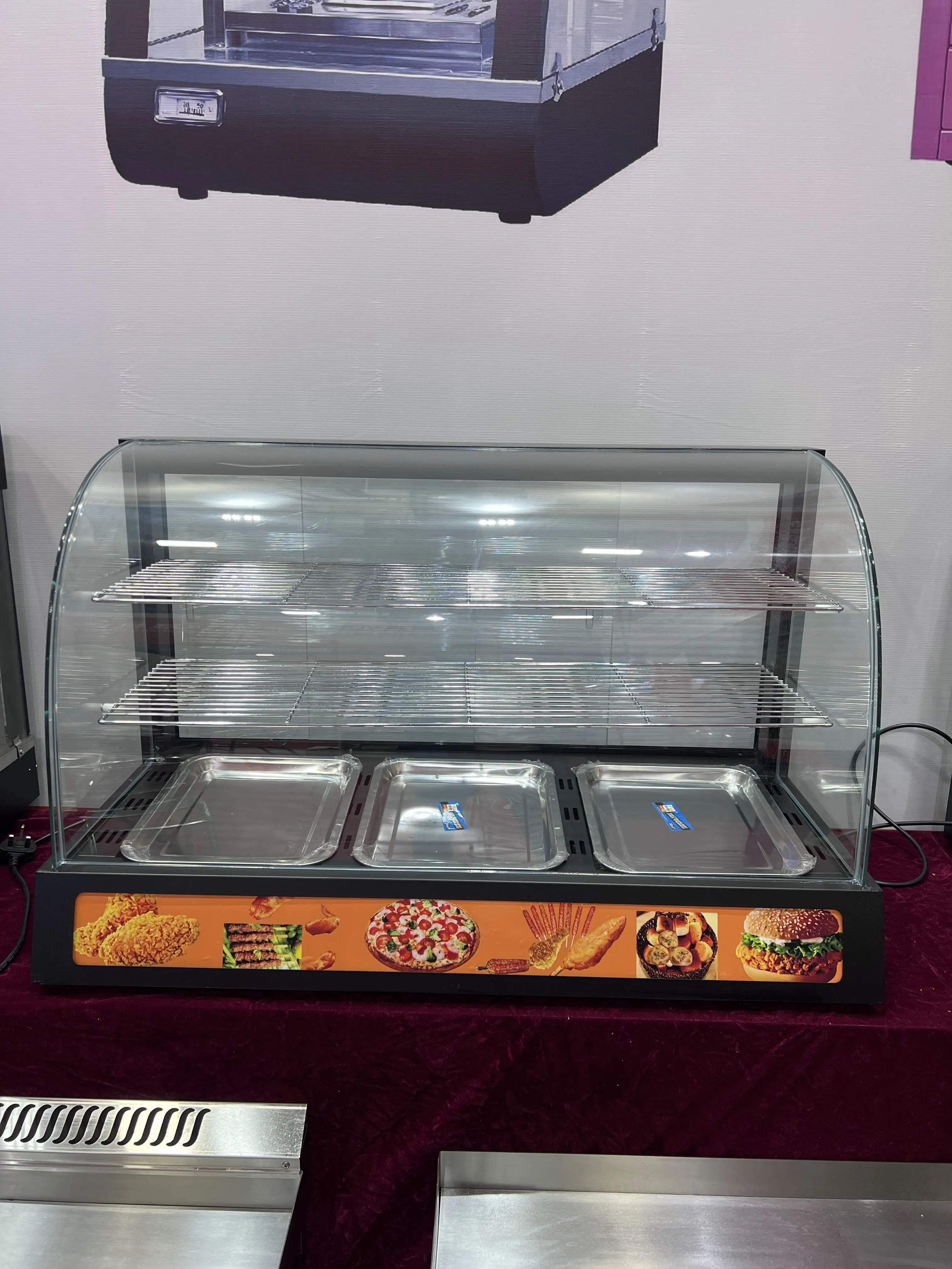 3 Layers Snack Food Warmer Restaurant Commercial Food Warmer Display Showcase Glass Display Showcase manufacture