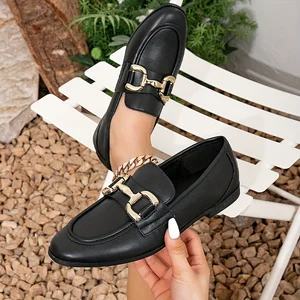 Spring and Autumn Fashionable Metallic Leather Shoes Sexy Black Pointed-toe Flat Formal Shoes Flat Women's Office Single Shoes