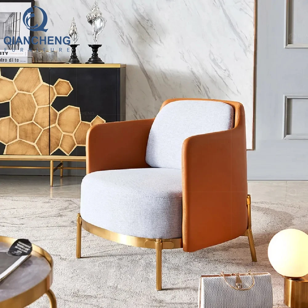 Houndstooth Pattern Fabric Classic Armchair Sofa Modern Accent Chairs