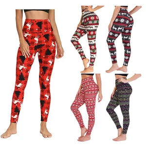 NEW Colorful Christmas Print High Waist Soft Leggings Yoga Women Lady Girls Custom Fitness Leggings