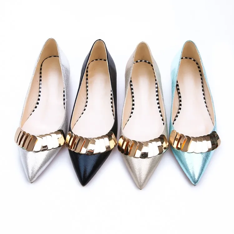 Женские туфли-лодочки с острым носком офисные туфли на плоской подошве квадратный металлический декор для свиданий большие размеры США 45