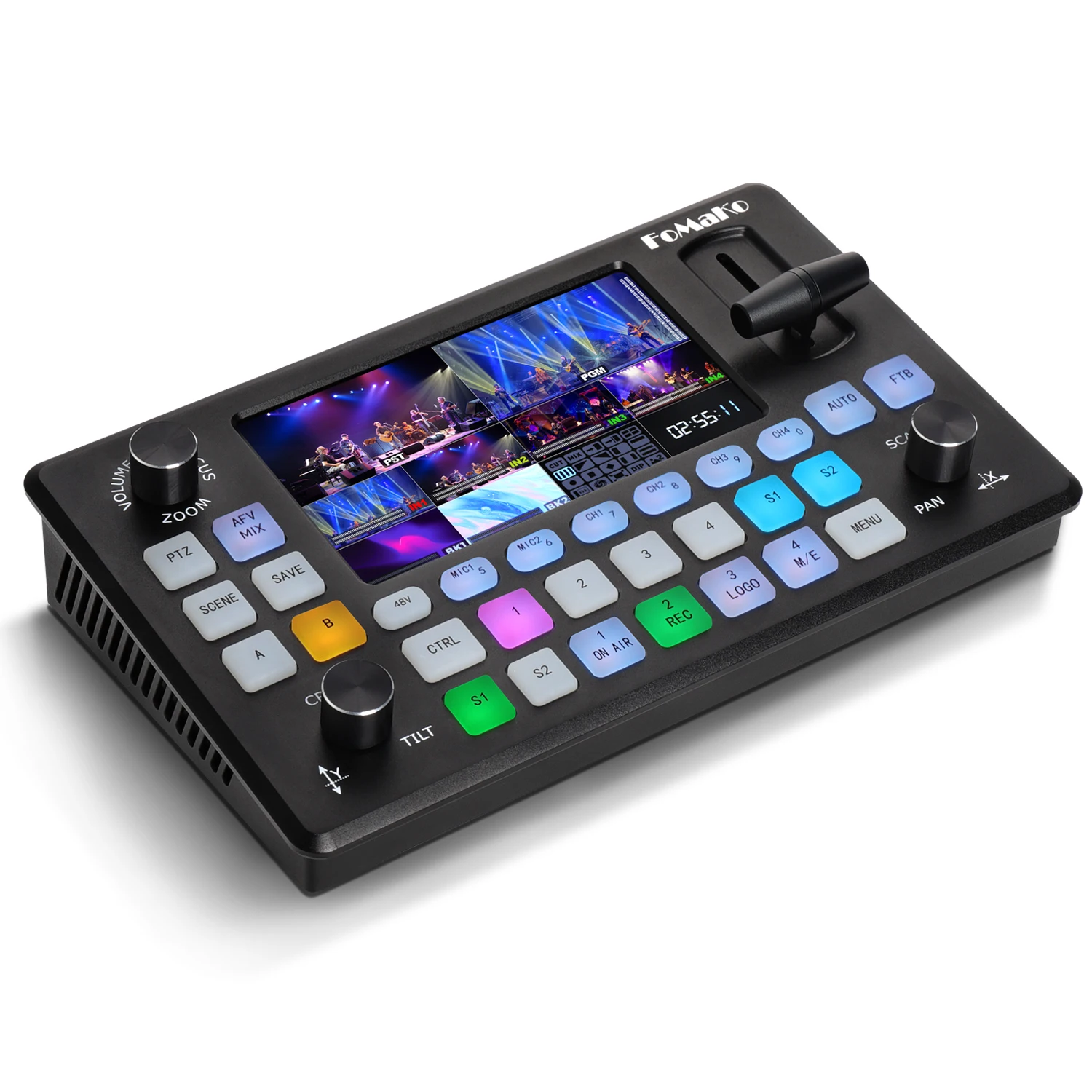 Fomako Kc601 Pro Multicamera Video Mixer Switcher 5.5 Fhd Lcd 4channel Real Time Production