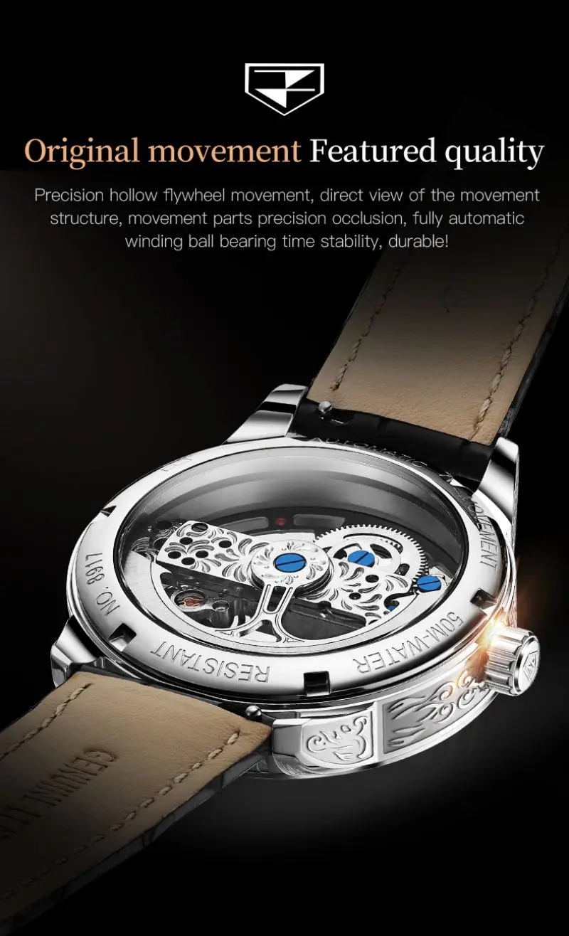 JSDUN Men's Mechanical Watch - Automatic Movement & Style