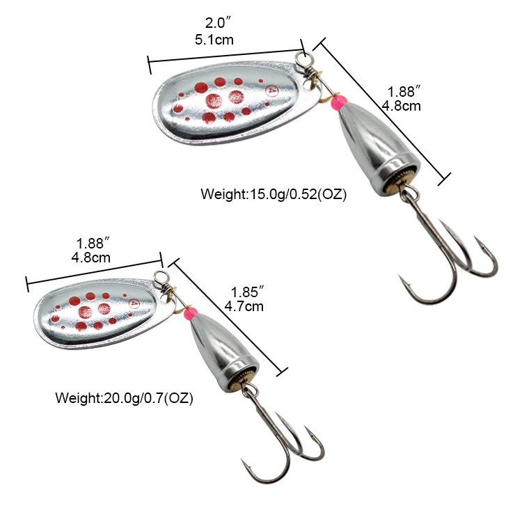 Artificial Inline Spinner Lure 4.020g Metal Spoon Bass Spinner Bait