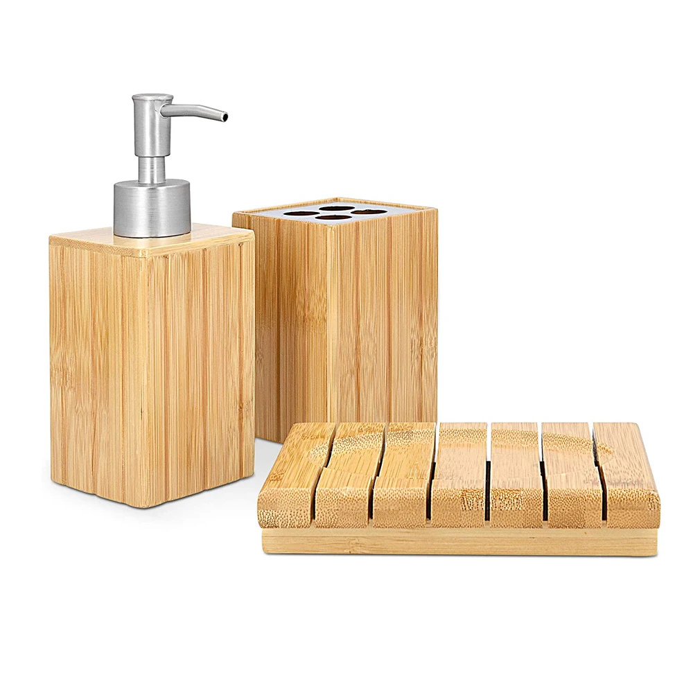 Bamboo Bathroom Accessories Set 3 Piece Tooth Brush Holder Soap Dish Bath Accessories Set Buy