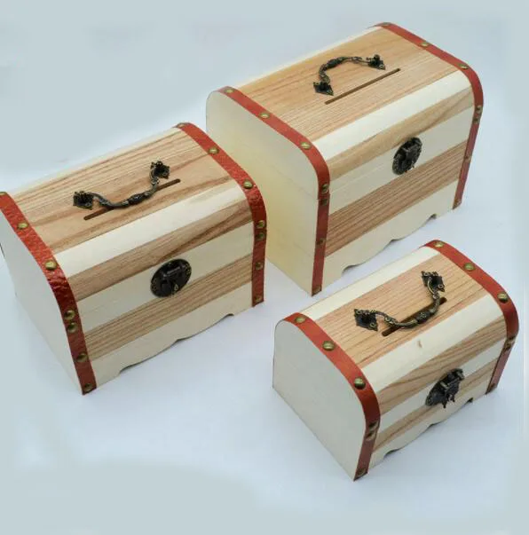 Vintage Wood Coin Bank Box With Lock - Small Treasure Chest For Money & Keepsakes