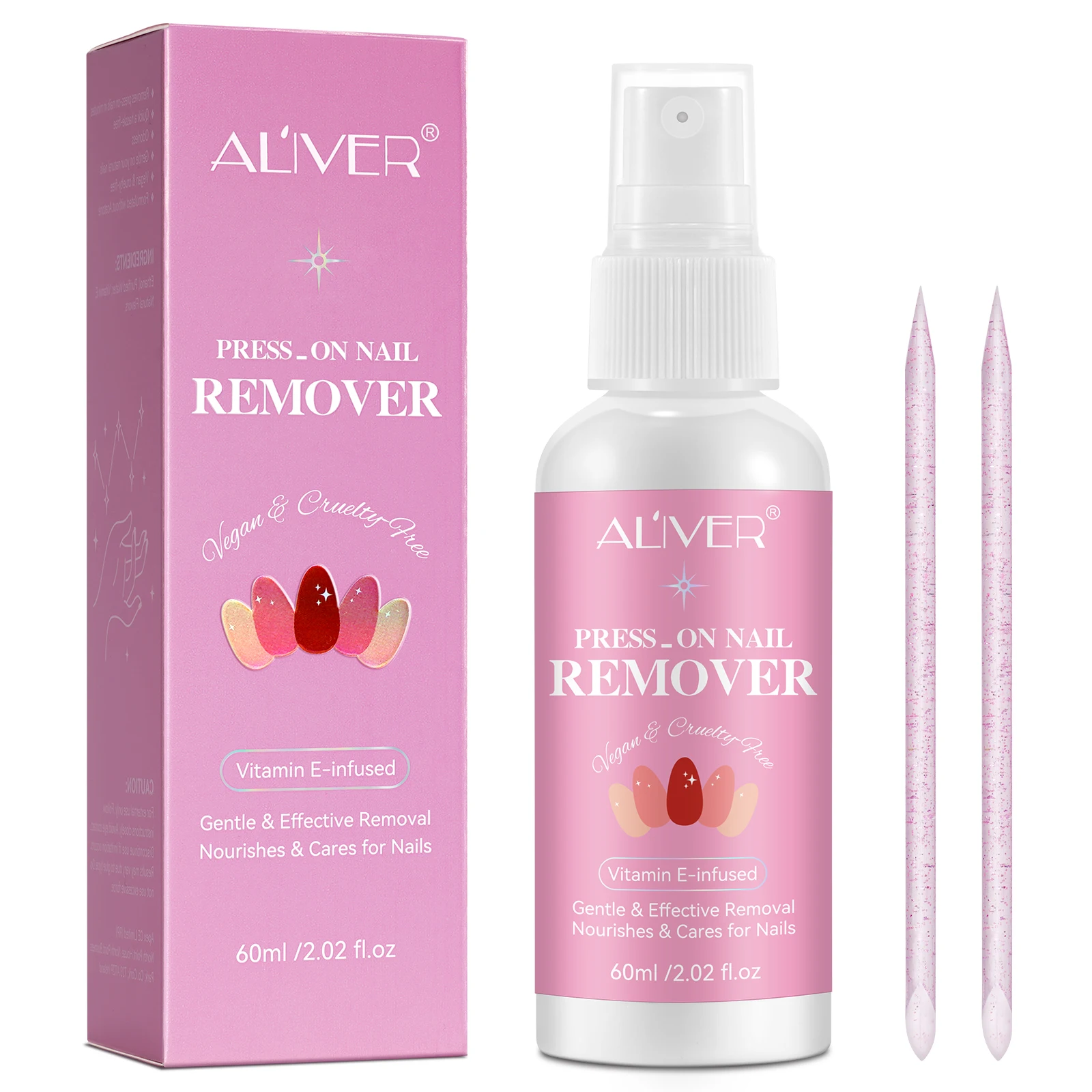 ALIVER Nourishes Care Vitamin E 60ml Gel Nail Polish Remover Liquid nail Glue press on