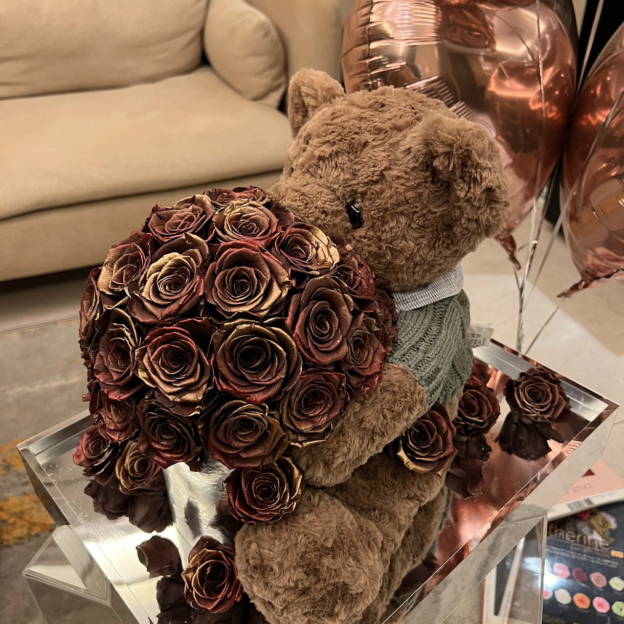 Brown Valentines Flower Bear Valentines Day Flower Bouquet Bear