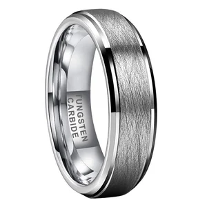 Coolstyle Jewelry 6mm Dropshipping Stepped Beveled Brushed Tungsten Carbide Ring for Men Women Fashion Engagement Wedding Band