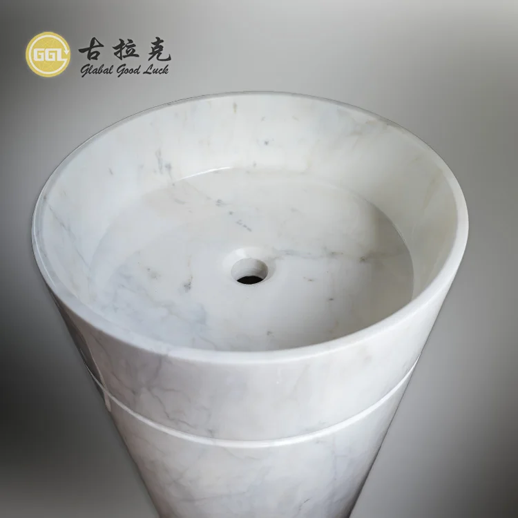 Free Standing High Class Italian White Marble Cone Basin in Bathroom/Hotel factory