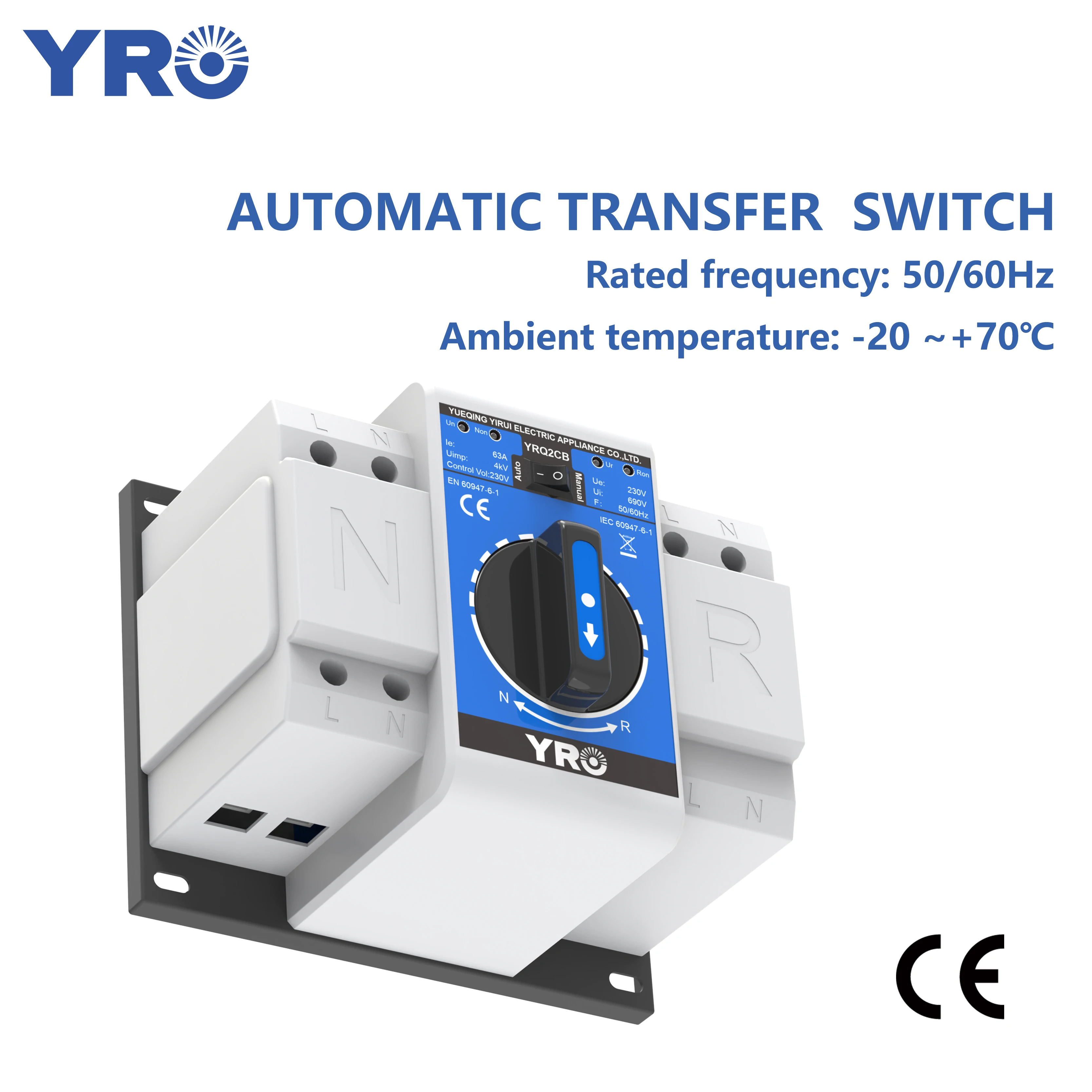 YRO Dual Power Changeover Switch 2P 63A 220V Automatic Generator Transfer Switch Controller ATS Electric Device Switch