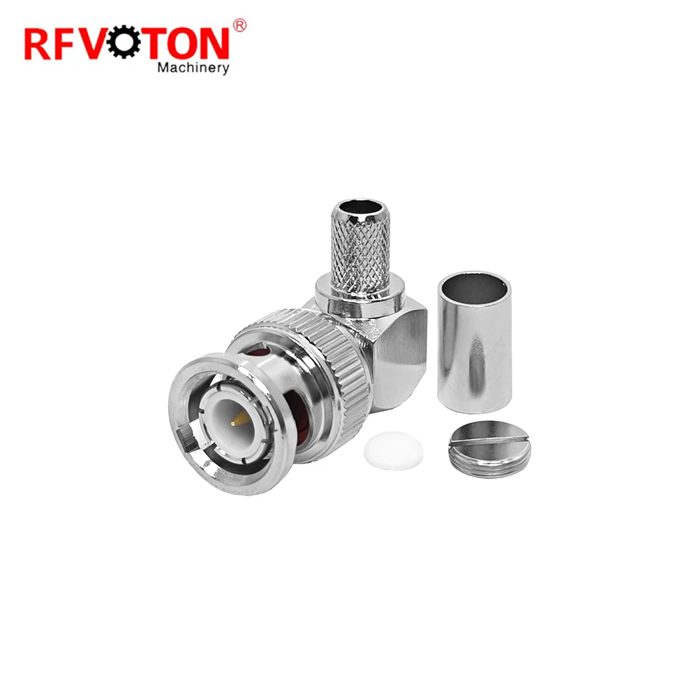 Factory BNC Male Plug RF Connector 90 Degrees for RG58 LMR200 LMR195 RG223 RG400 RG142 RG303 LMR240 RG59 H-155 RF Coax Connector
