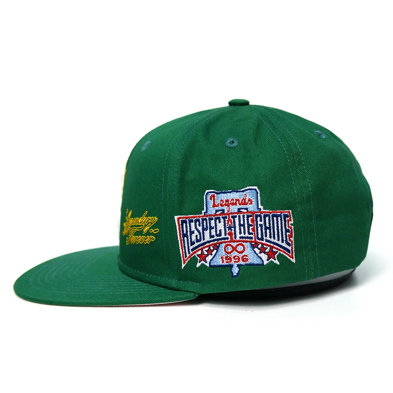 Qianzun Manufacturer 6 Panel Customized Basketball Team Caps Green