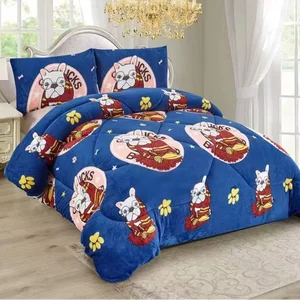 Plush Fleece Kids Comforter Bed Set 3 Piece in a Bag with 2 Piece Pillowcases Velour Velvet Pink Unicorn Girls Kids Bedding Set