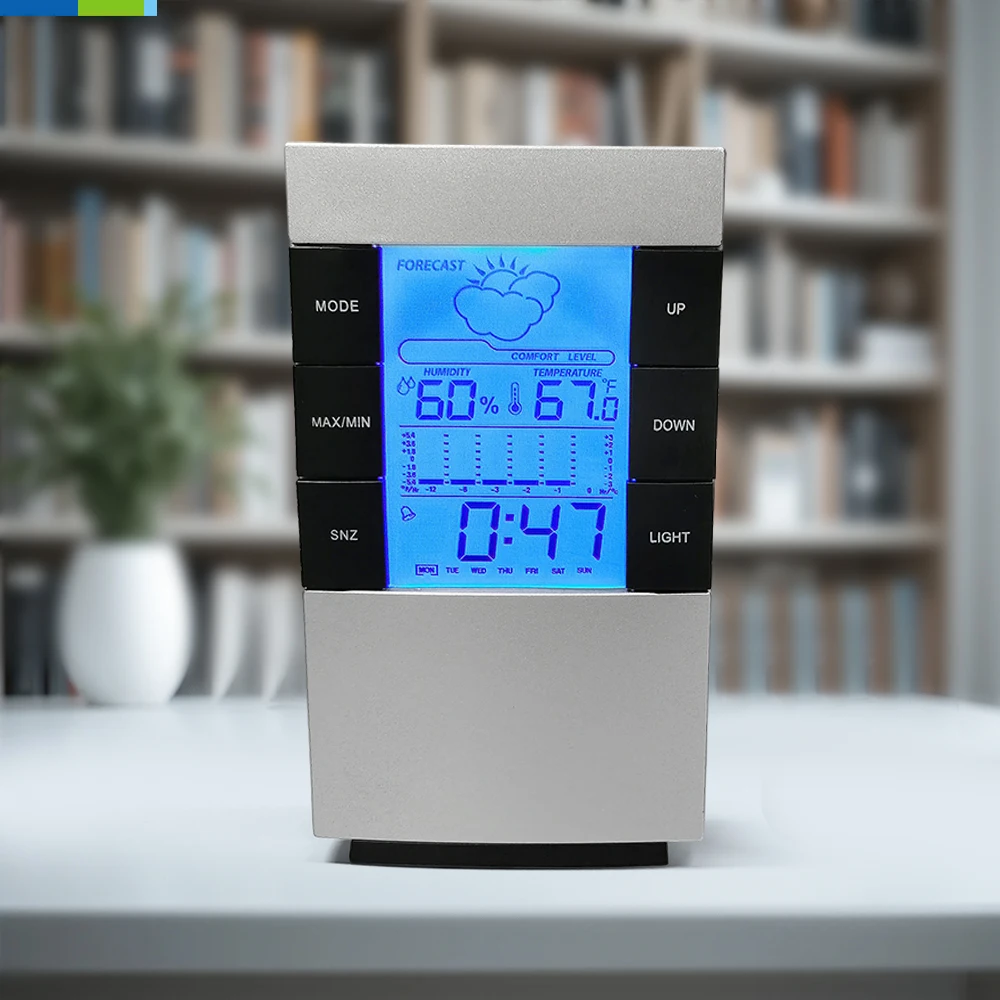 Colorful LED Back Light Weather Forecast Clock 12 Hour Thermometer Trend Silica Gel Alarm Wall Clock Home Decor Smart Speaker