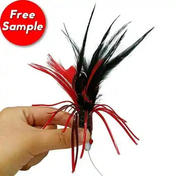 High Quality Wholesale OEM 4.5 Inch 0.8 Oz Rigged Rubber Skirt with Real Feathers, Tuna Fishing Tackle – Soft Lure – view 5