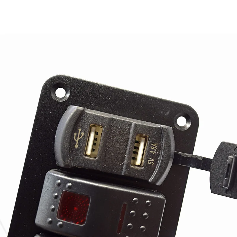 5 Pin on Off Toggle Switches Red LED Backlit 5 Gang Car Marine Aluminum ...