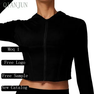 Customizable Women's Long Sleeve Zipper Design Fitness Yoga Jackets Outdoor Running Fitness Hoodie Quick Dry Yoga Jackets