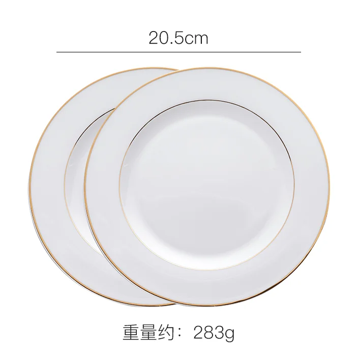 Hot Selling Luxury Gold Rim Bone China Charger Luxury Ceramic Dessert Plate Dishes New Antique Matt Porcelain Plates Home supplier