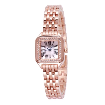 New Style Small Square Watch GEDI 3074 Diamond Bracelet Roman Fashion Shell Chassis Wristwatch Square Women's Watch