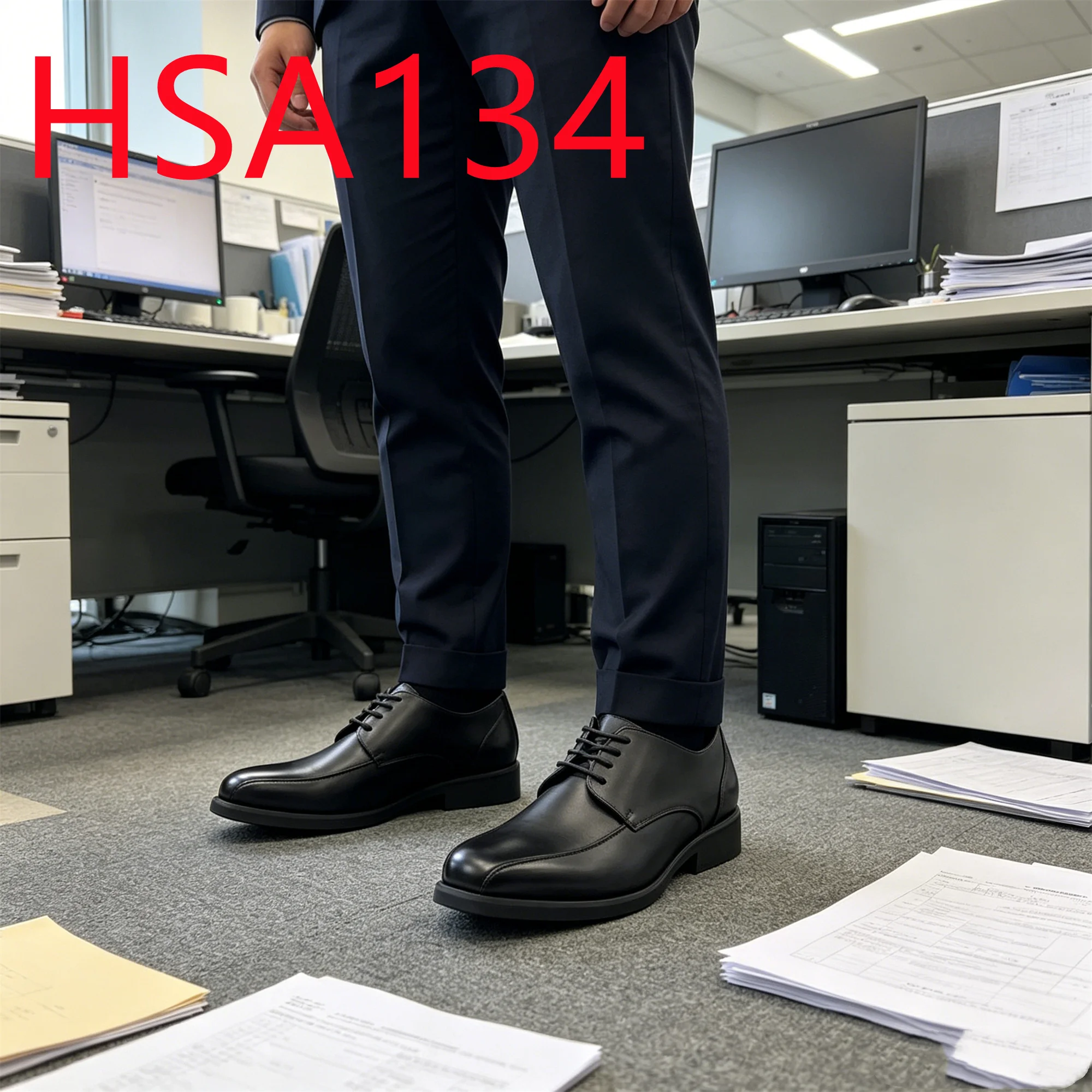 HY, Scarpe da uomo eleganti in pelle pieno fiore con punta quadrata e finitura opaca, molto popolari presso il negozio 4S, scarpe da ufficio antivesciche e anti-pieghe HSA134