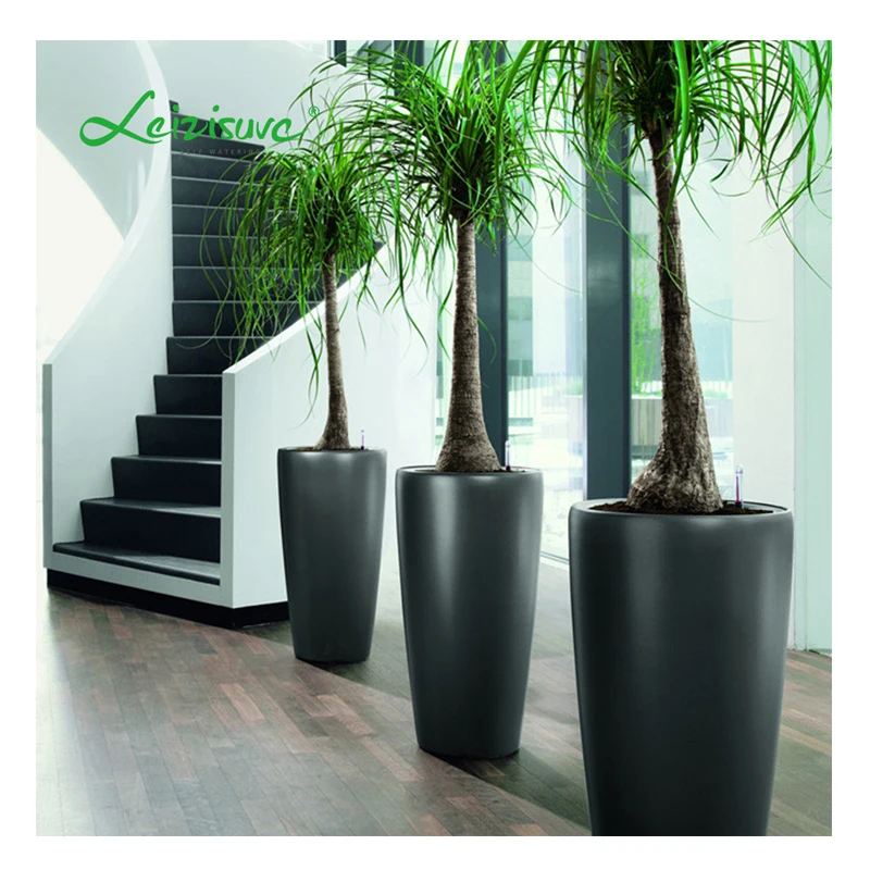 Wholesale Outdoor Indoor Large Big Size pp Resin Cylinder Plastic Tree Pot  Flower Pots & Planters Black Plastic Pots for Plants
