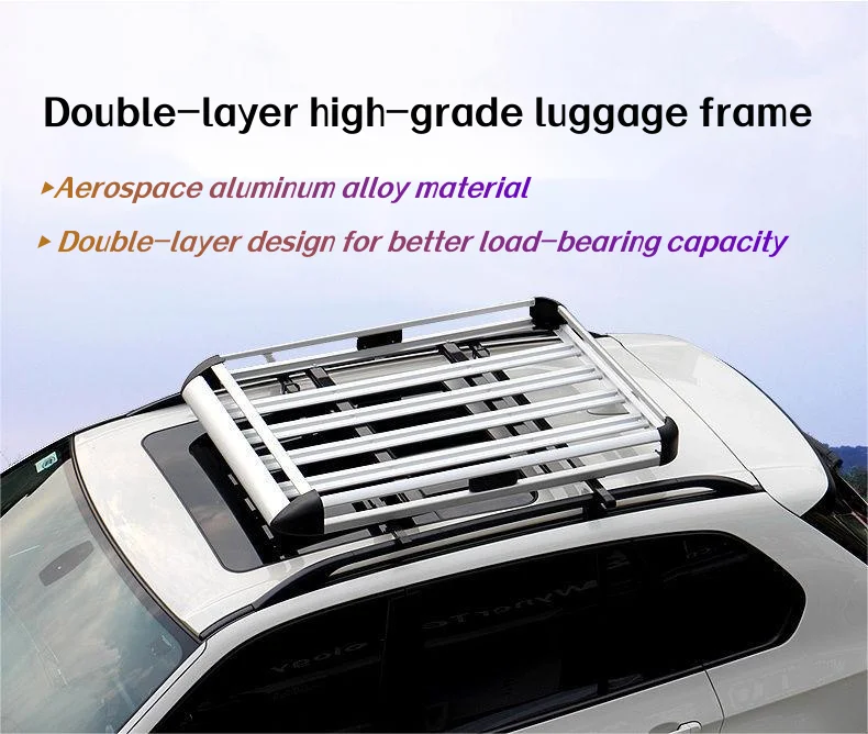 Suv Double Roof Luggage Tray Basket Abs Aluminum Roof Rack Universal