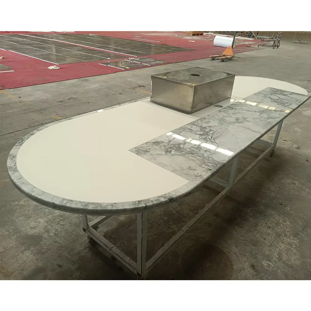 Super White Quartzite Countertop Slab Custom Polished Kitchen Island Modern Design Luxury Marble Slab for Kitchen Countertops