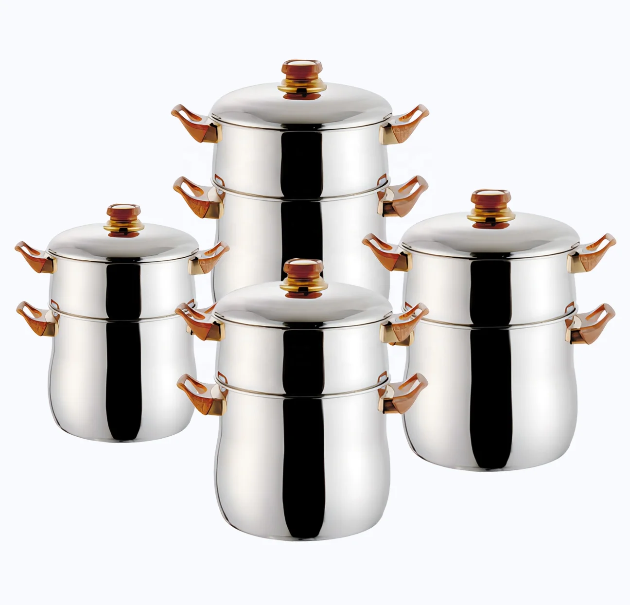 Large Stainless Steel Stock Pot Metal Inox Couscoussier 2 Layer Steamer