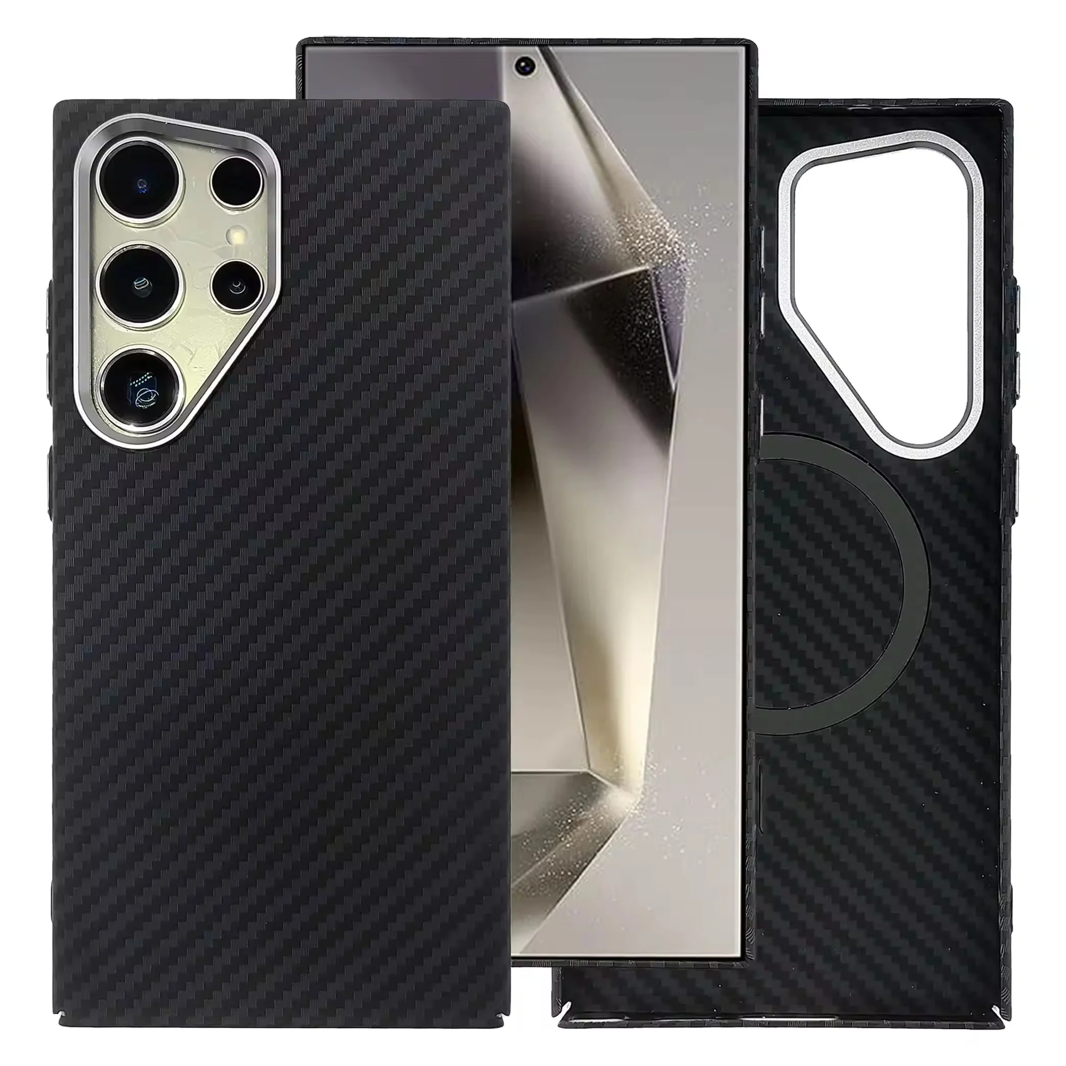Laudtec OEM Custom Kev-lar Carbon Fiber Magnetic Case Ultra Thin Cover Metal Lens Protector Cover For Samsung Galaxy S25 Ultra