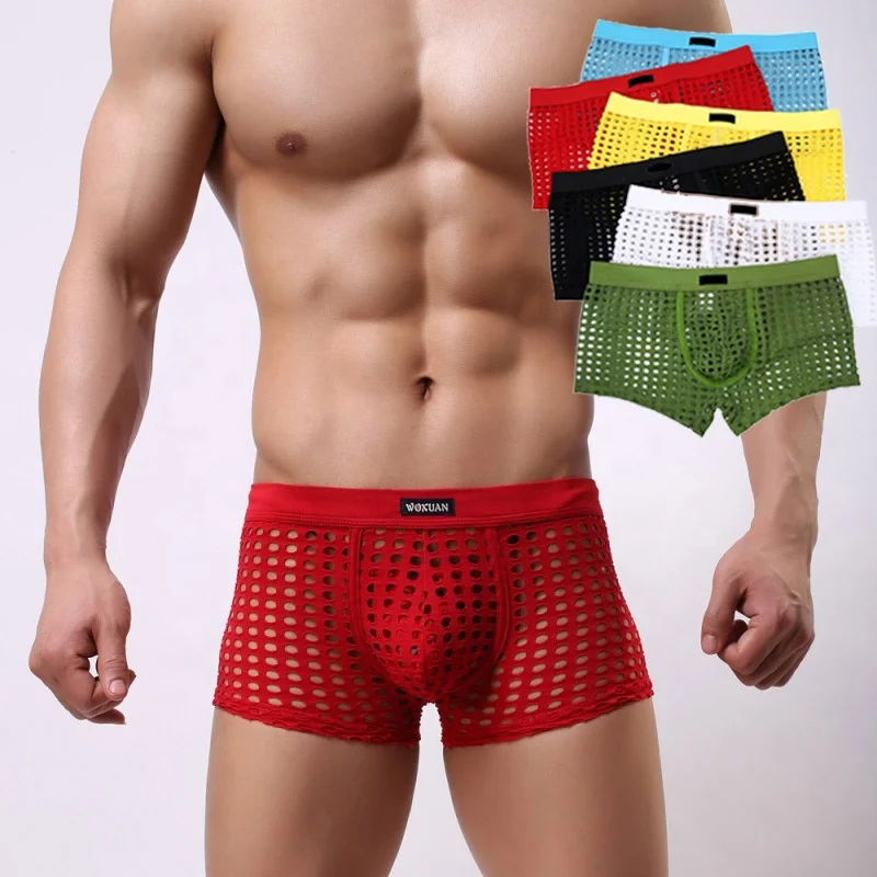 Men's Sheer Mesh Boxer Shorts – See-Through Loose Fit Underwear Or Swim Trunks, Polyester+Mesh Blend