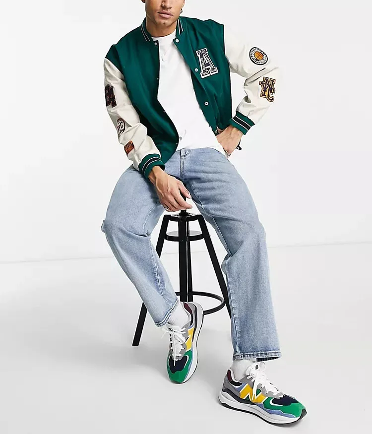 Jaded London Alaska varsity jacket in green