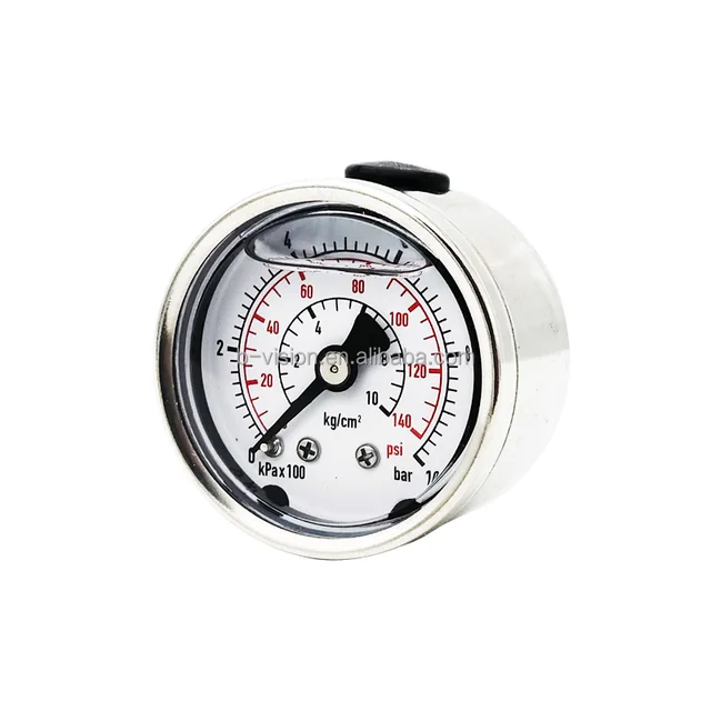 Back connection EN 837-1 seismic pressure gauge SS oil filled pressure gauge