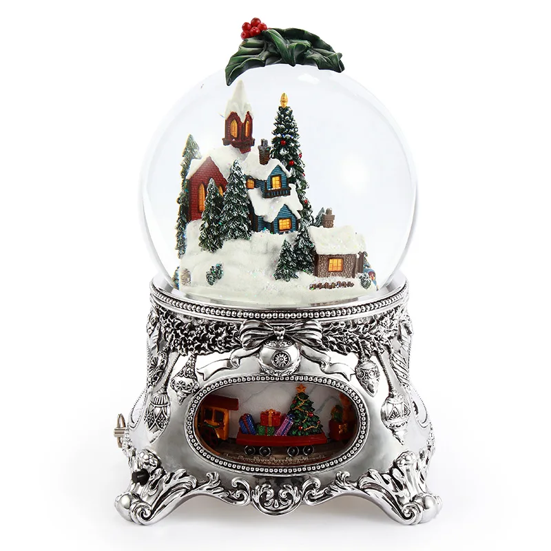150mm Creative Crystal Ball Music Box Light Christmas Snow Scene Cold