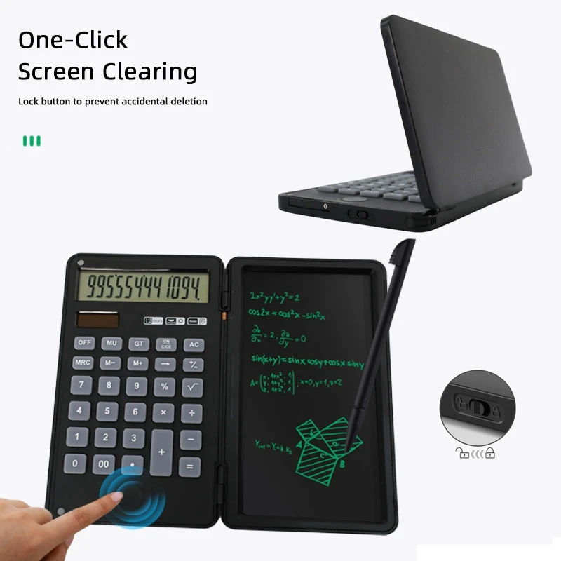 Financial Calculator Basic Mute Desk Calculators with Writing Tablet Portable and Foldable Desktop Calculator