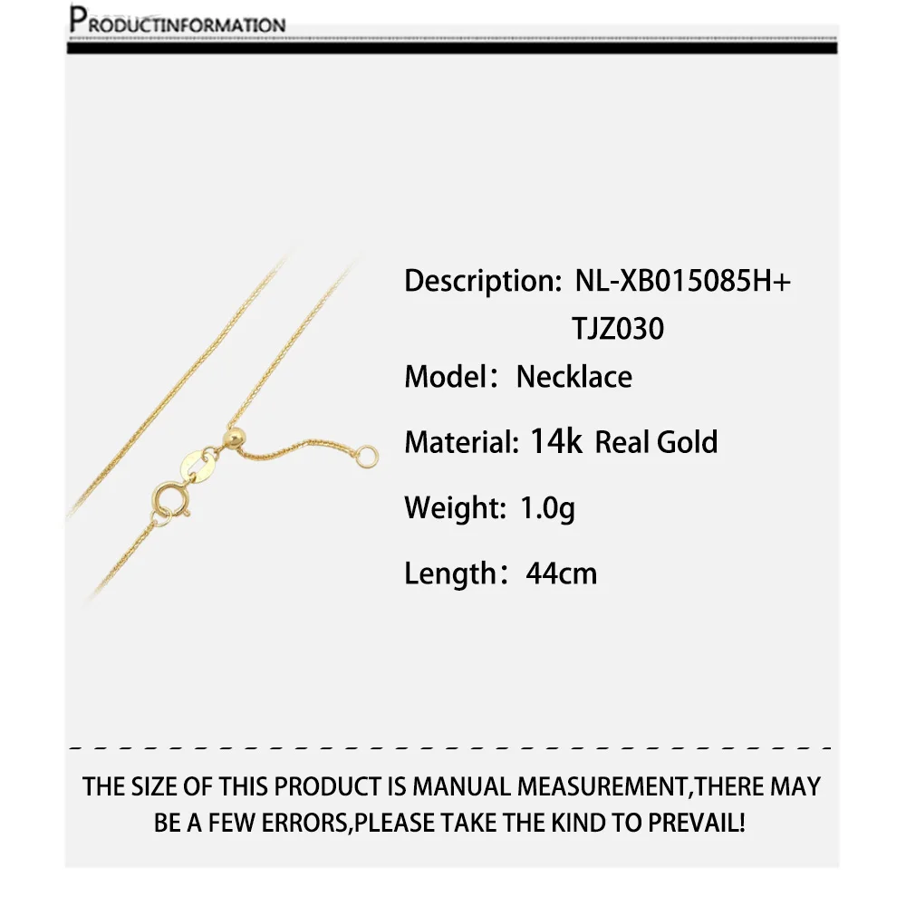 Factory Price Concise Style 14K Gold Necklace for Women and Men Car Flower Chopin Chain Necklace Gold