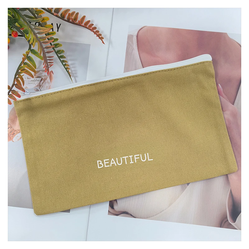 Wholesale 13*21cm Brown Custom Logo Cotton Zipper Sewing Tool Bags