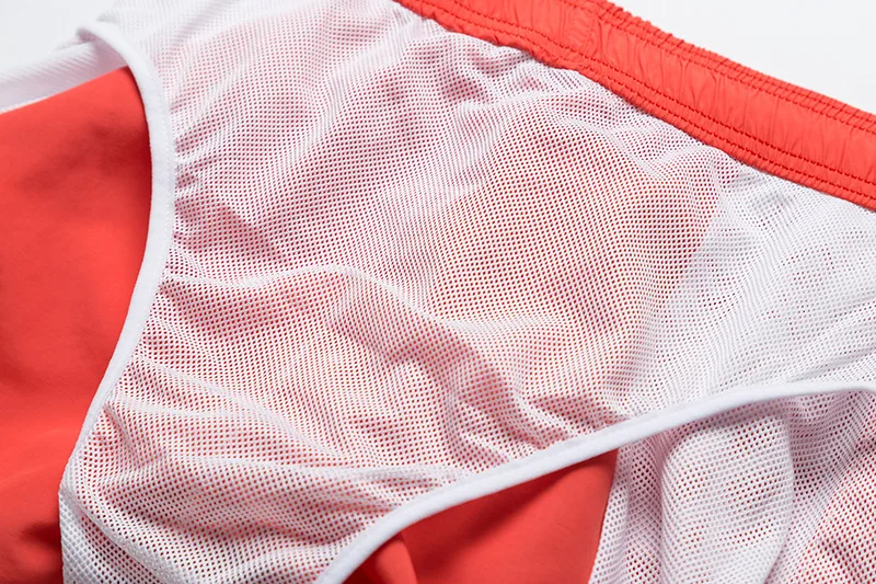 2022 Custom wholesale Summer Elastic Waist Mens Running 100% Polyester Solid color drawstring Swim Mesh Beach Shorts230_voghion.com