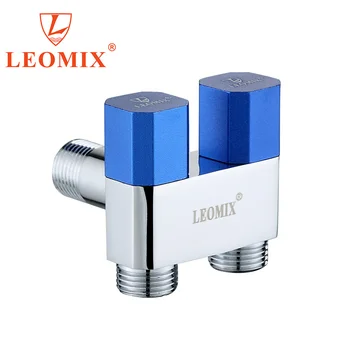 302g LEOMIX   brass body  double  outlet  brass cartridge  with zinc  alloy handle  angle valve