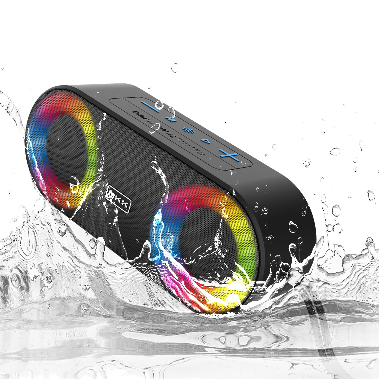 IPX4 Waterproof Subwoofer LED Light Woofer with FM Outdoor Big Power RGB Lights Double Speaker Bass  Bluetooth Speaker