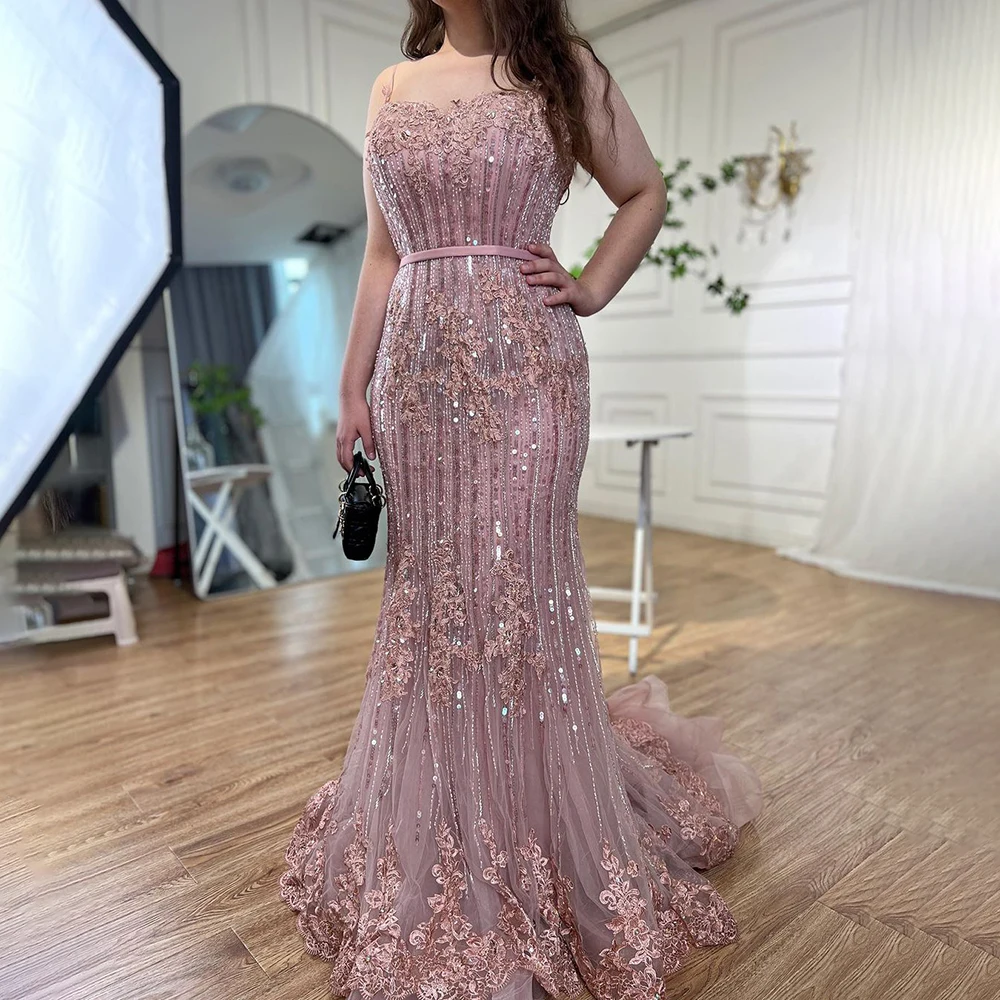 Alibaba.com: Serene Hill LA6105 Pink Arabic Mermaid Lace Evening Gown,  Floor-Length with Spaghetti Straps and Sweetheart Neckline: Ideal for  elegant parties and proms.
