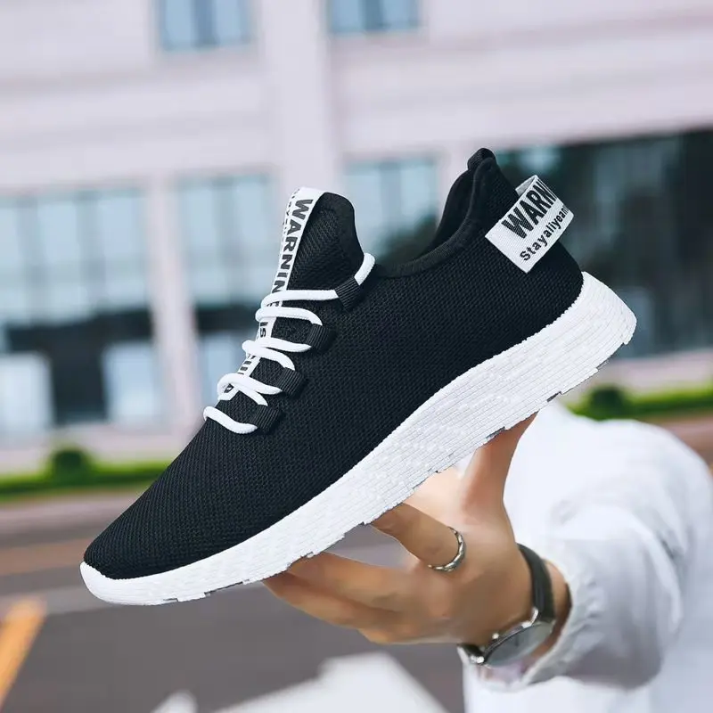STOCK New Summer Men Popular Breathable Mesh Platform Sneakers Light Weight Plastic Outsole Fashion Lace-up Shoes