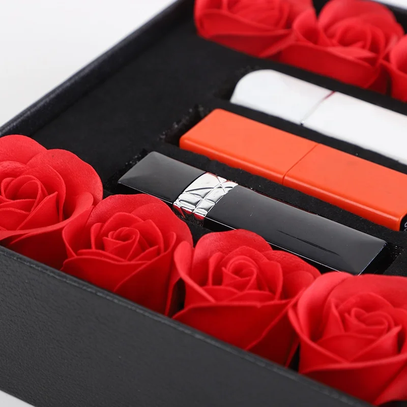 Custom logo lipstick packing set box with inner foam for lipstick essential oil cosmetic flower gift set