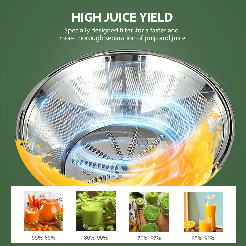 Portable Centrifugal Juicer Extractor Dual Speeds Juicer for Home Kitchen Easy Juicing