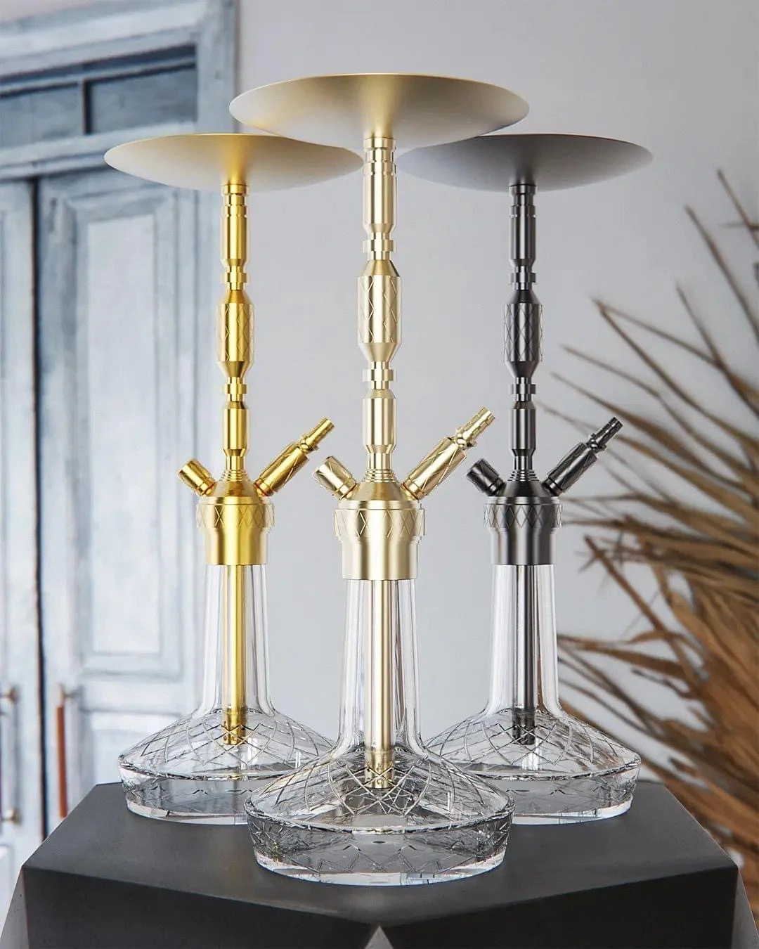 High Quality Gold Stainless Steel Hookah Shisha Modern Frosted Eco-Friendly 65cm Height Customizable Logo Wholesale in Germany