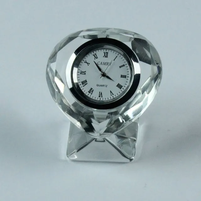 Modern Minimalist Crystal Clock for Home Office Creative Desk Clock Ornament for Living Room Bedroom Handcrafted Crystal Crafts