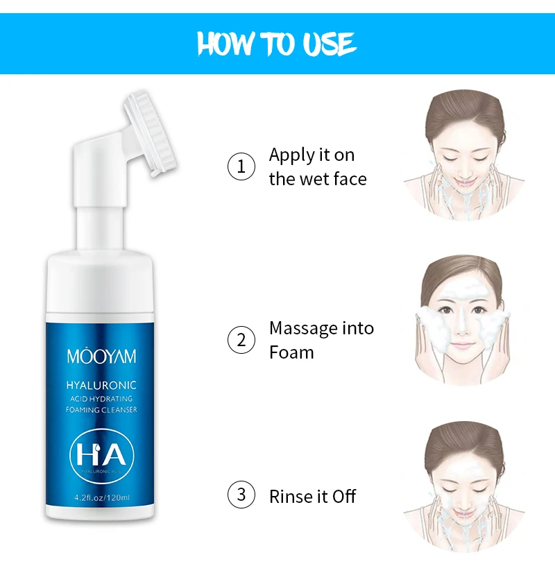 Facial Cleanser Hyaluronic Acid Vitamin C Face Wash Oil Control Foam