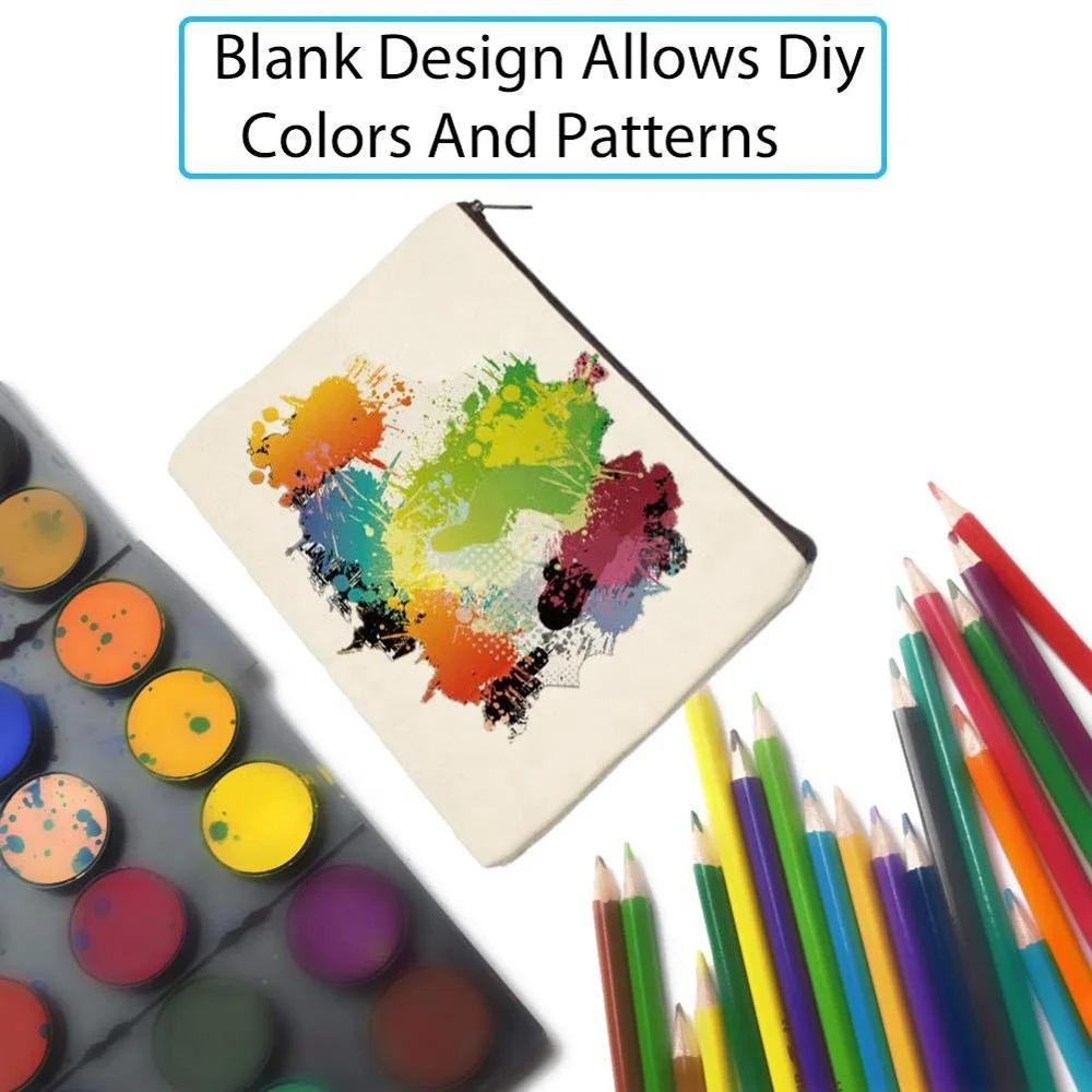 Eco Friendly Custom Cotton Blank Zipper Pouch Make up Bags Plain Cotton Canvas Makeup Cosmetic Bag With Logo details